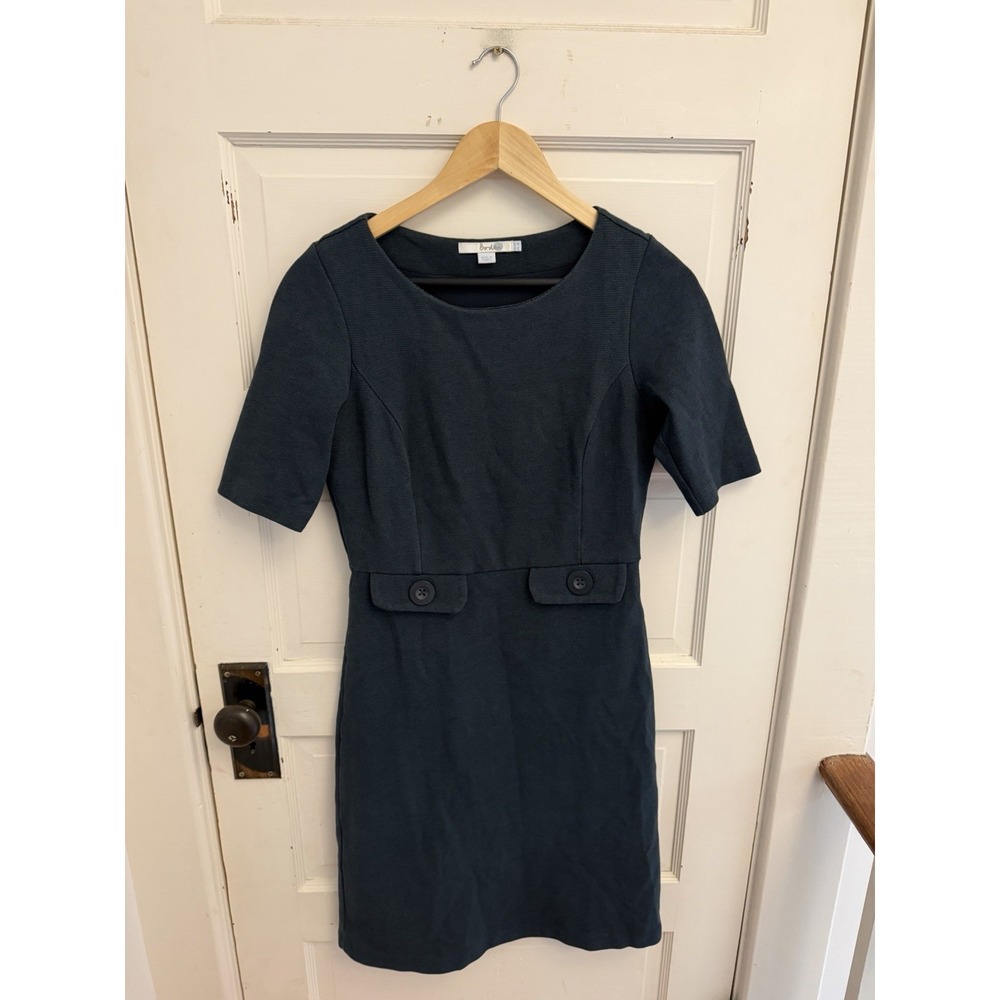 Boden Women's Blue Audrey Ponte Sheath Foe Pocket Button Short Sleeves 6L